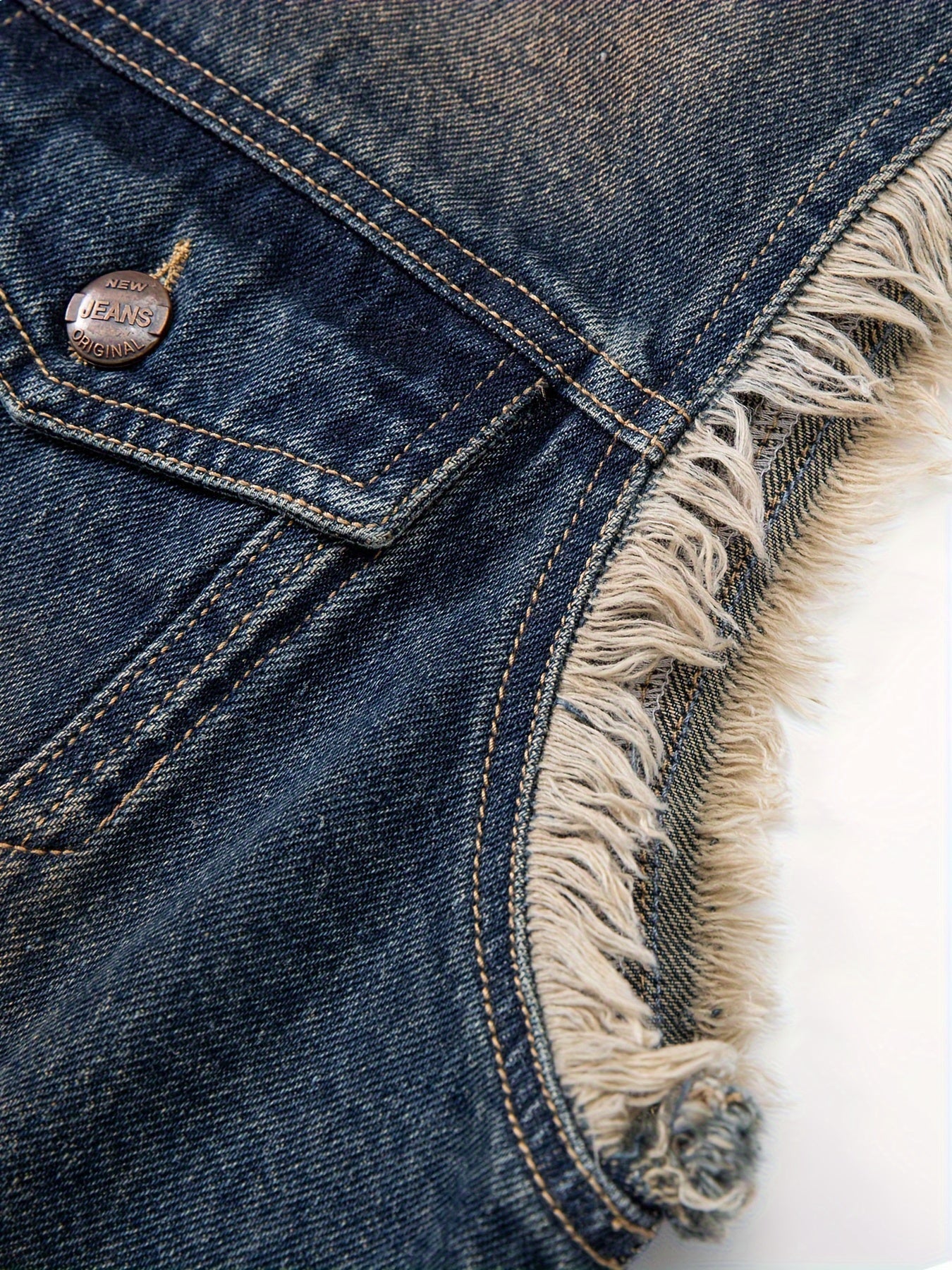 Jeansweste Herren Denim Blau Ärmellos mit Knopfleiste