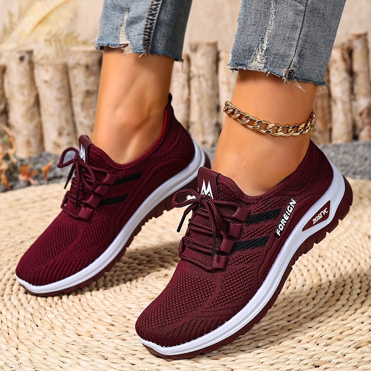Damen Komfort Freizeit-Sneaker mit modernem Strickdesign und federleichter Sohle – Ideal für Alltag & Sport