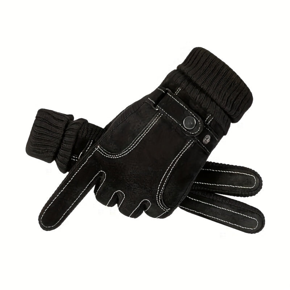 Unisex Winterhandschuhe mit Rippbündchen und Ziernähten