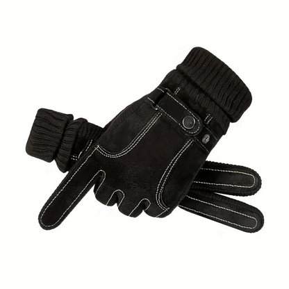 Unisex Winterhandschuhe mit Rippbündchen und Ziernähten