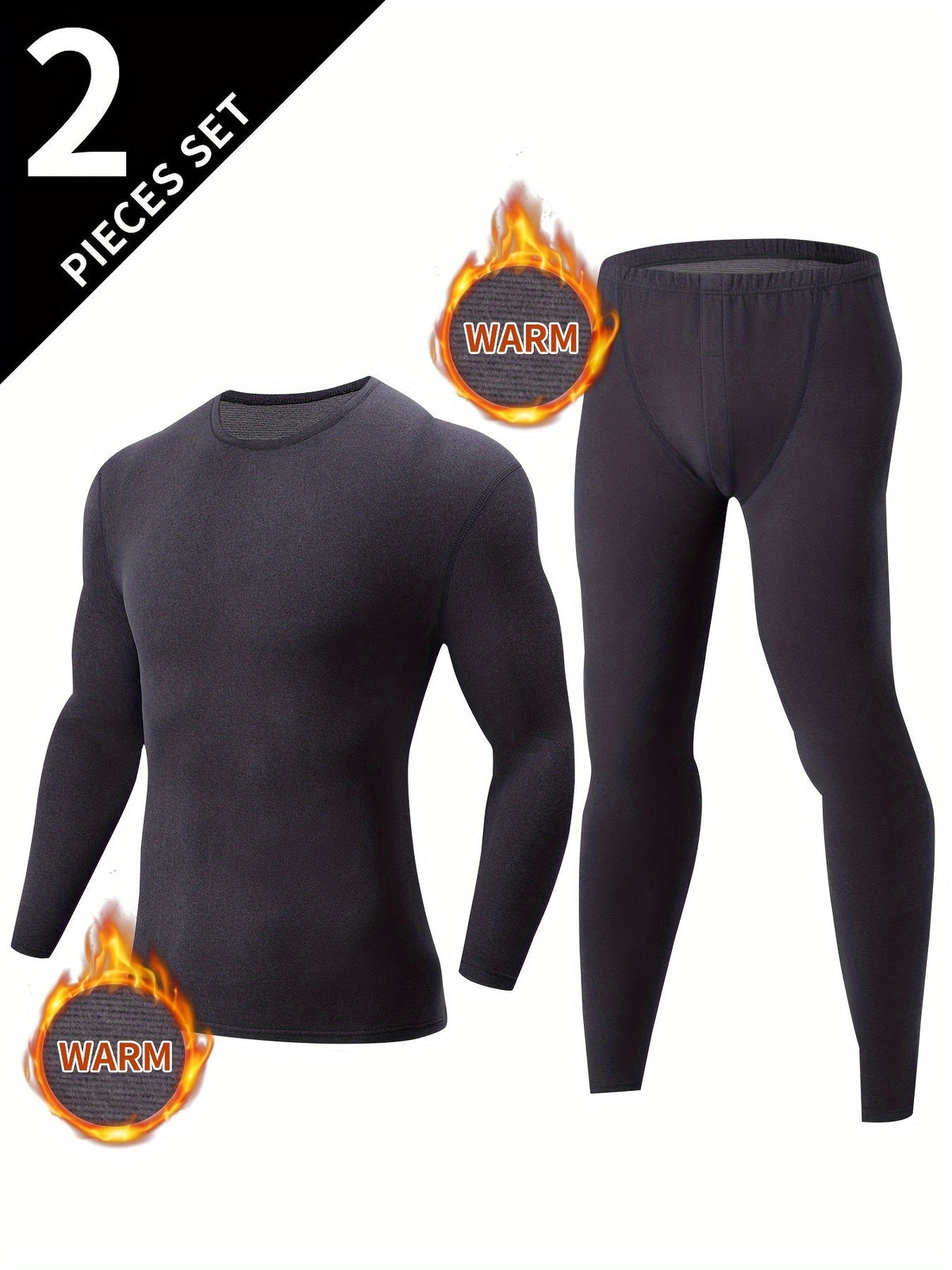 Thermo Unterwäsche Set Herren 2-teilig Langarmshirt & lange Unterhose Basic Warm