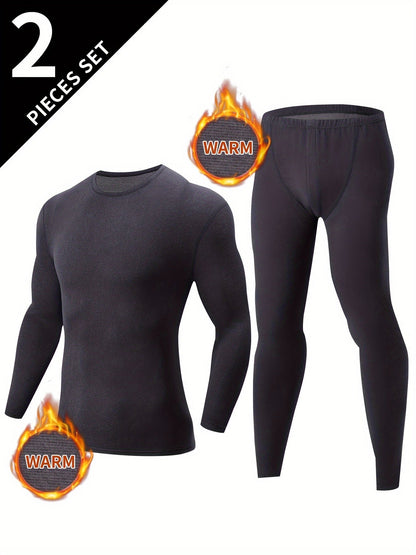 Thermo Unterwäsche Set Herren 2-teilig Langarmshirt & lange Unterhose Basic Warm