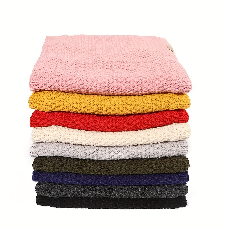 Letter Leather Label Knitted -Lined Thickened Warm Neck Gaiter for Outdoor Skiing and Cycling Windproof Scarf
