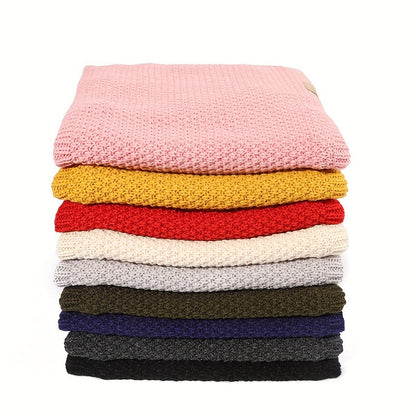 Letter Leather Label Knitted -Lined Thickened Warm Neck Gaiter for Outdoor Skiing and Cycling Windproof Scarf