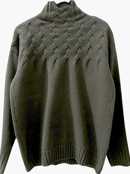 Damen Strickpullover mit Zopfmuster und Stehkragen – Stilvoller Winterpullover für Freizeit und Alltag