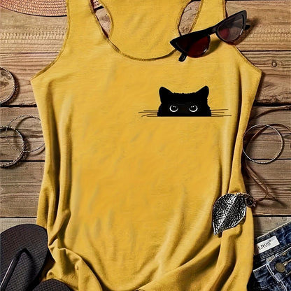 Damen Tanktop mit Katzenmotiv – Lustiges Freizeitshirt für Katzenliebhaberinnen