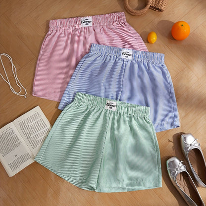 Damen Pyjama Shorts Set mit Streifenmuster – Bequeme Freizeitshorts für Zuhause und Schlaf
