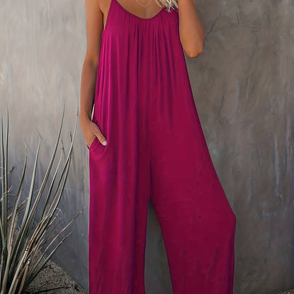 Damen Jumpsuit mit Spaghettiträgern – Lässiger Einteiler für Alltag und Urlaub