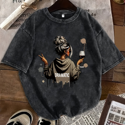 Damen Oversize T-Shirt mit Statement-Print 'Dramatic', lässiger Style, Streetwear