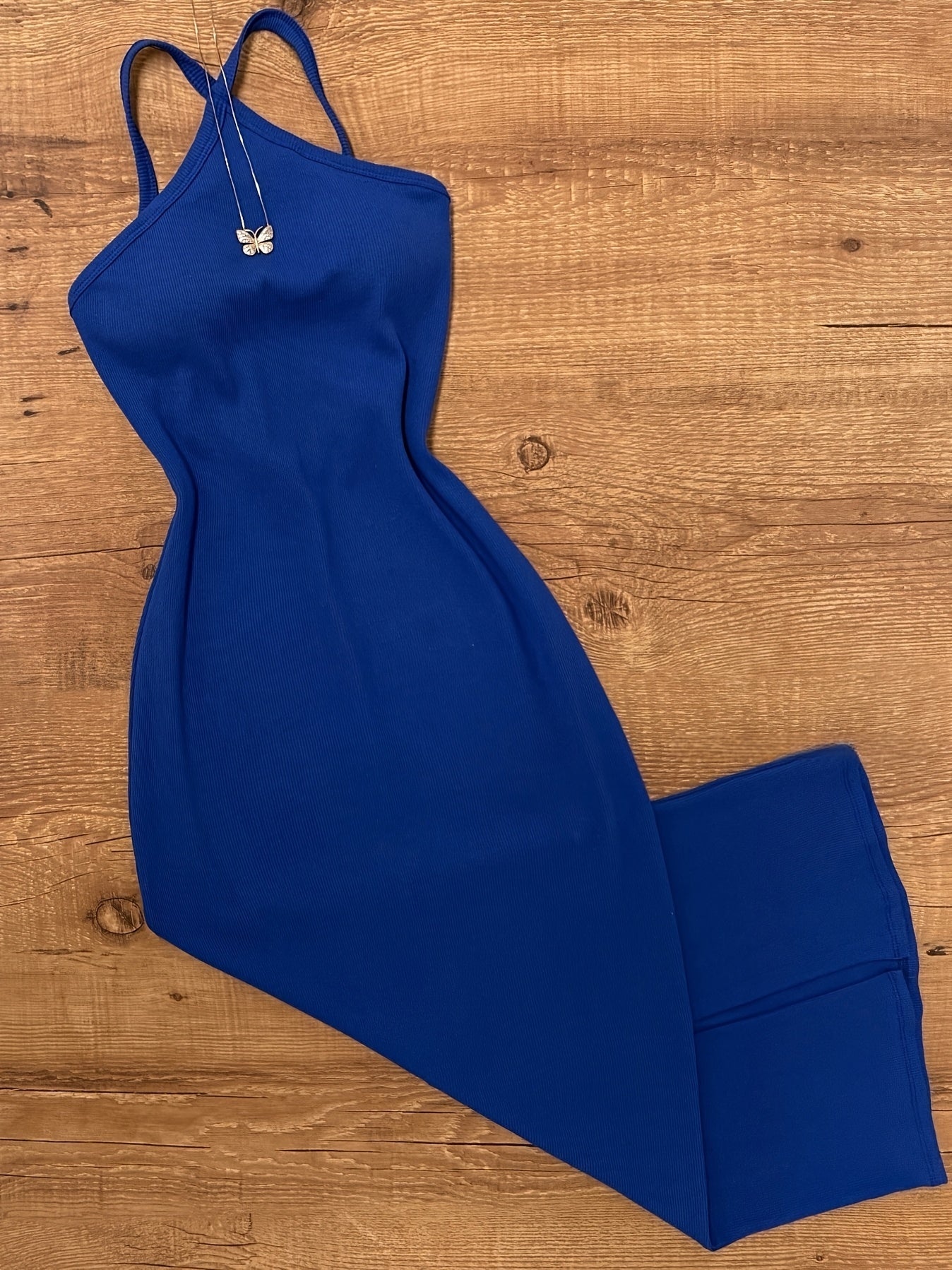 Damen Bodycon Midikleid mit Halterneck und eleganten Trägern – Figurbetontes Kleid für Alltag und Ausgehen