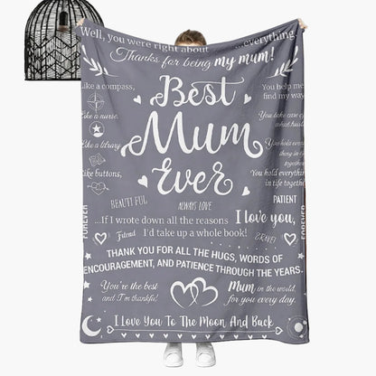 Muttertag Geschenkdecke – Best Mum Ever Kuscheldecke für Frauen, sentimentale Botschaften & Design, perfekte Geschenkidee