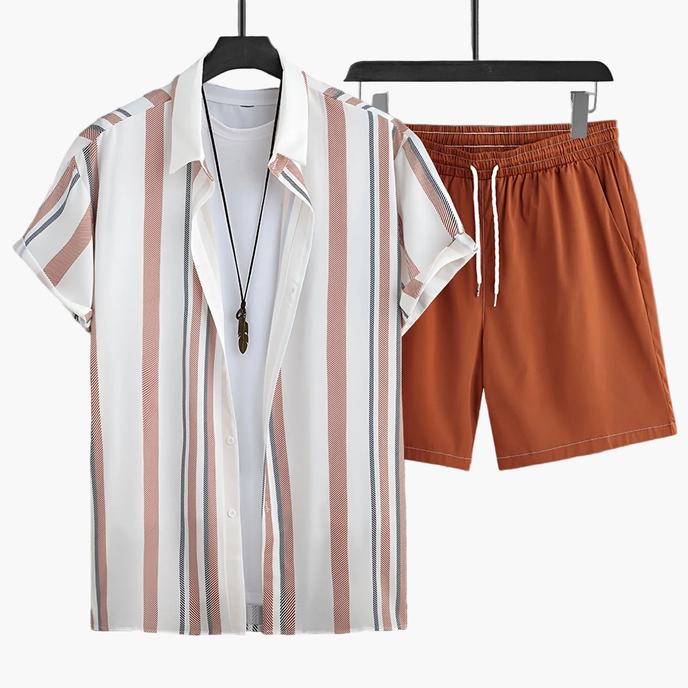 Herren Freizeit Set mit Streifenhemd und Shorts – Moderner Sommer-Look für Alltag & Urlaub