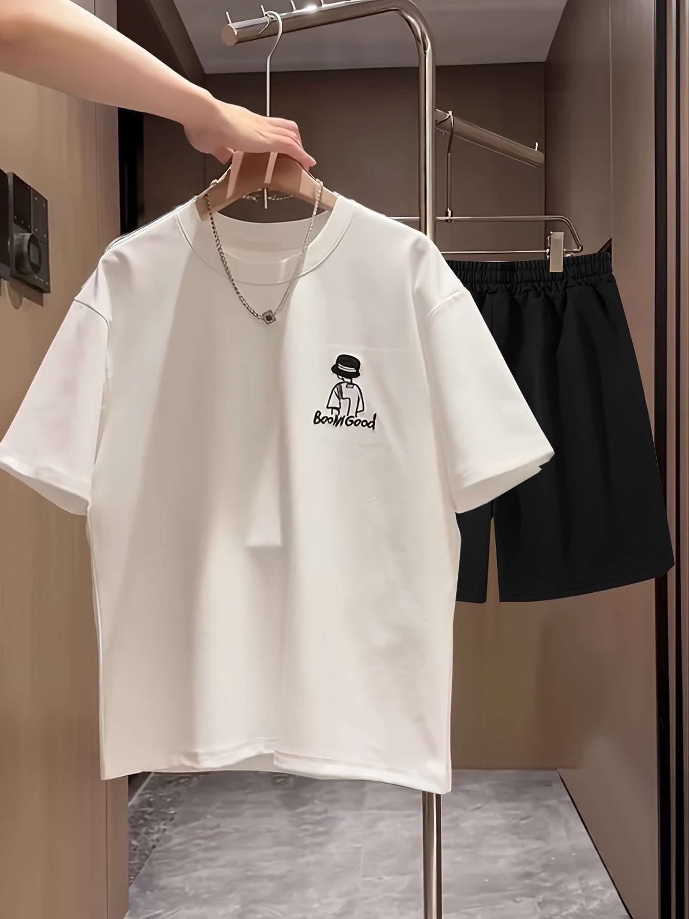 Herren Sommer Freizeit Set – T-Shirt & Shorts mit Print, Modernes Lounge- und Streetwear-Outfit