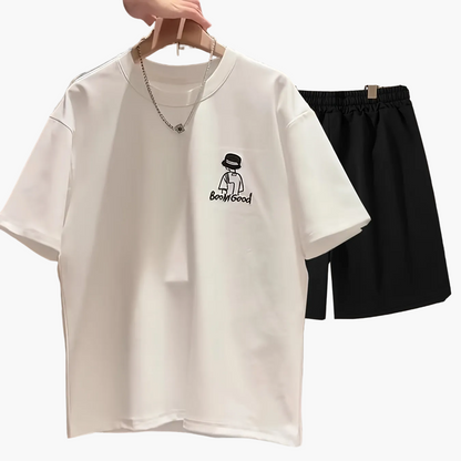 Herren Sommer Freizeit Set – T-Shirt & Shorts mit Print, Modernes Lounge- und Streetwear-Outfit