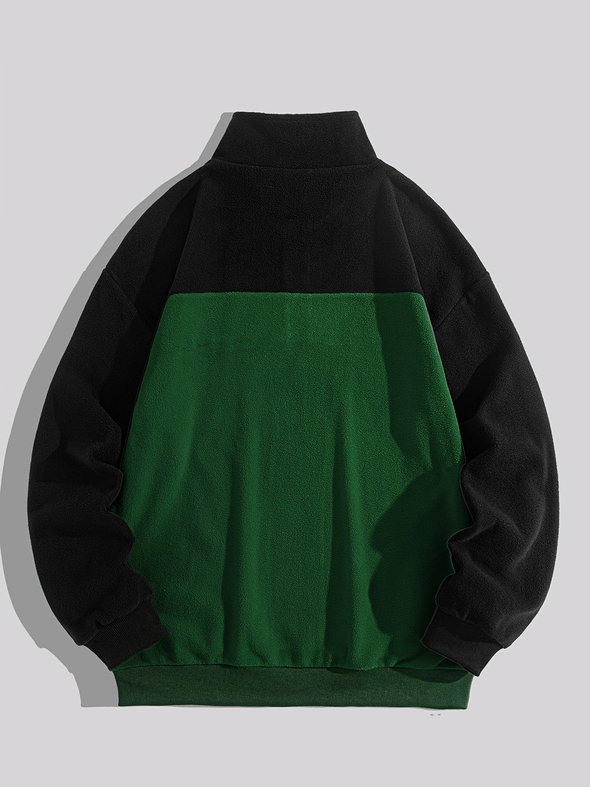 Herren Fleece-Pullover mit Reißverschluss, Stehkragen und Aztekenmuster