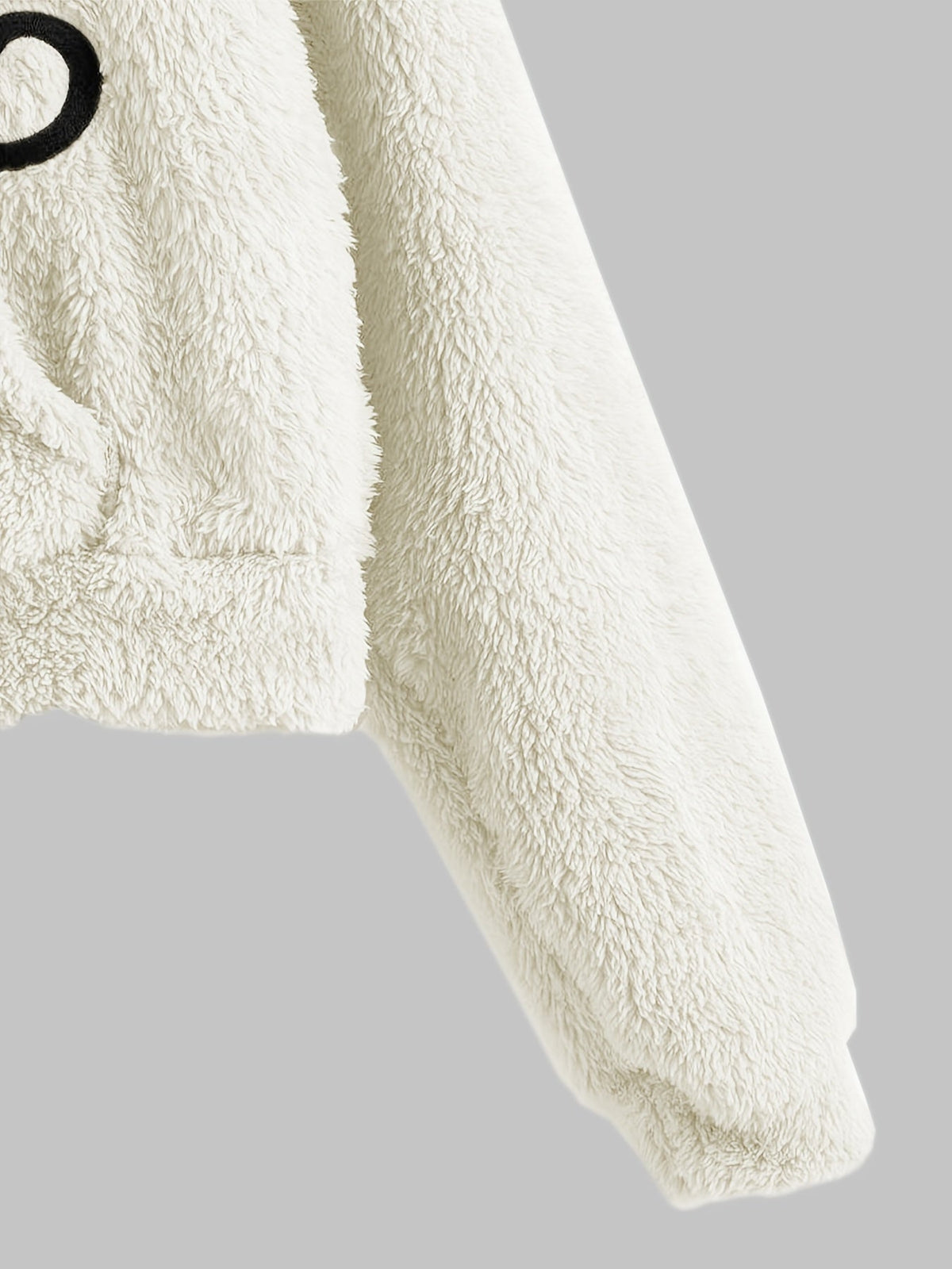 Fleece Hoodie mit Katzenohren und Tasche, flauschig, Grau