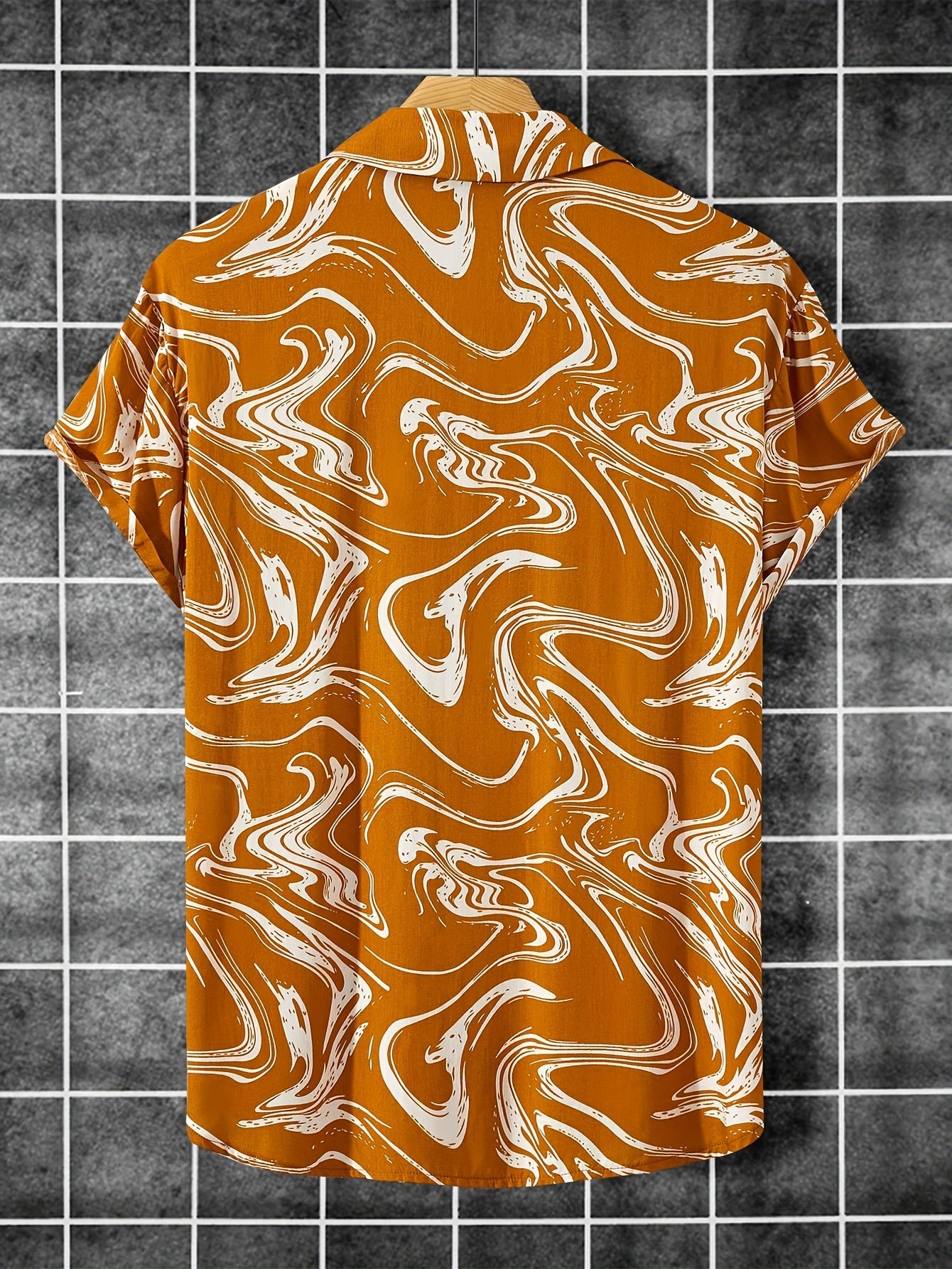 Herren Kurzarm Resorthemd mit Marmor-Muster – Modisches Freizeitshirt für Urlaub und Sommer