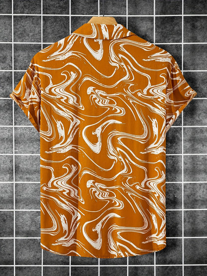 Herren Kurzarm Resorthemd mit Marmor-Muster – Modisches Freizeitshirt für Urlaub und Sommer