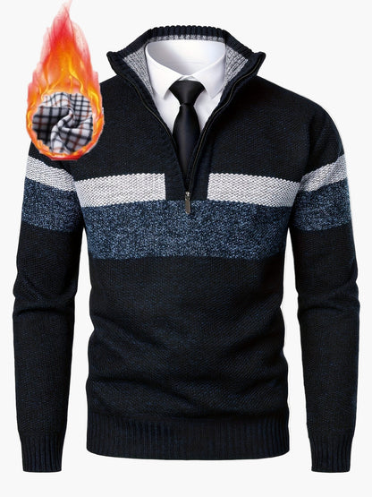 Herren Strickpullover mit Stehkragen und Reißverschluss – Eleganter Freizeit Look für Herbst & Winter