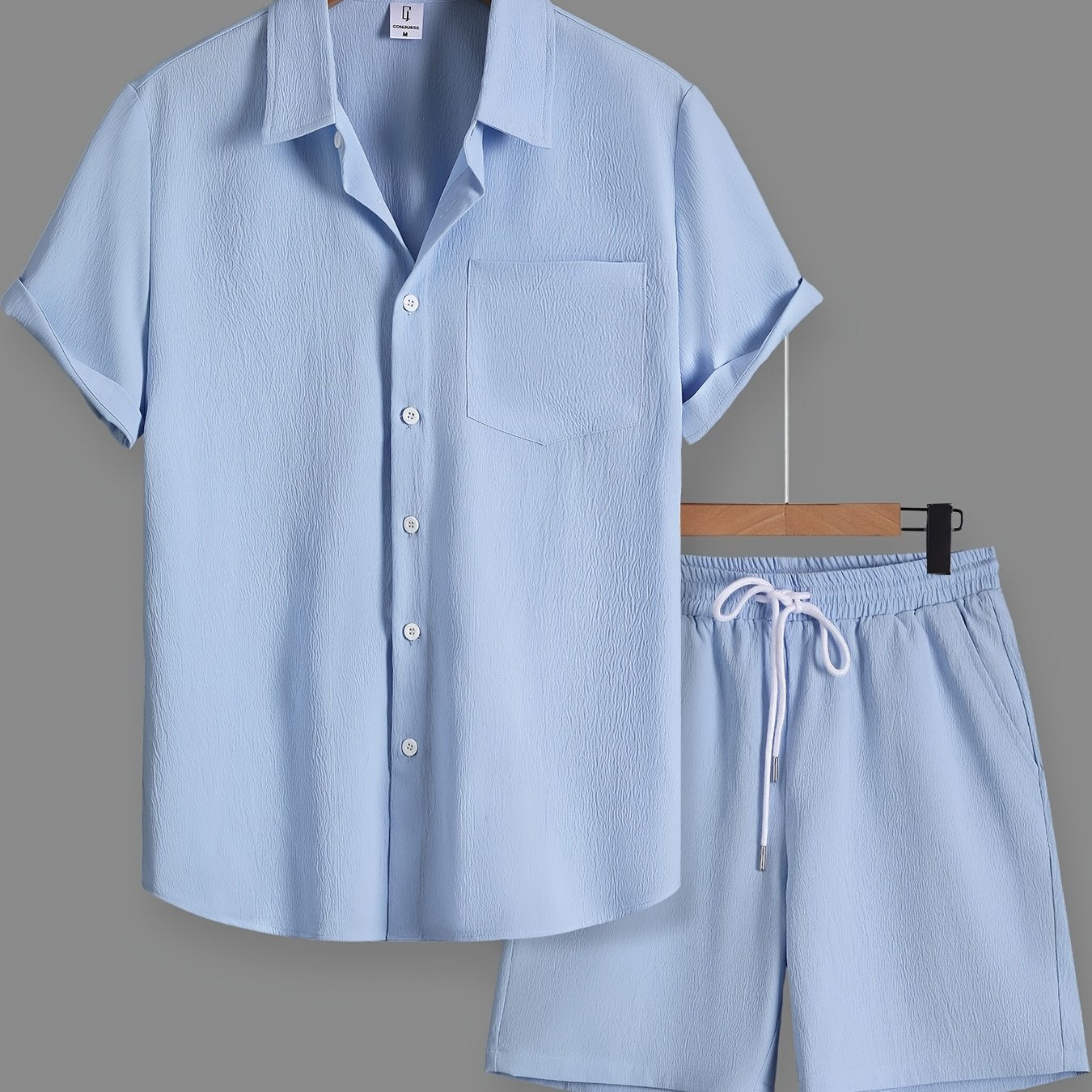 Herren Freizeit Kurzarm Set – Modernes Button-Down Hemd & Shorts für entspannte Looks