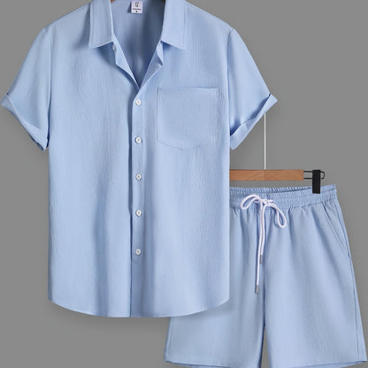 Herren Freizeit Kurzarm Set – Modernes Button-Down Hemd & Shorts für entspannte Looks