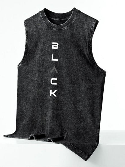 Herren Streetstyle ärmelloses Tanktop mit vertikalem Print – Urban Look für Freizeit & Fitness