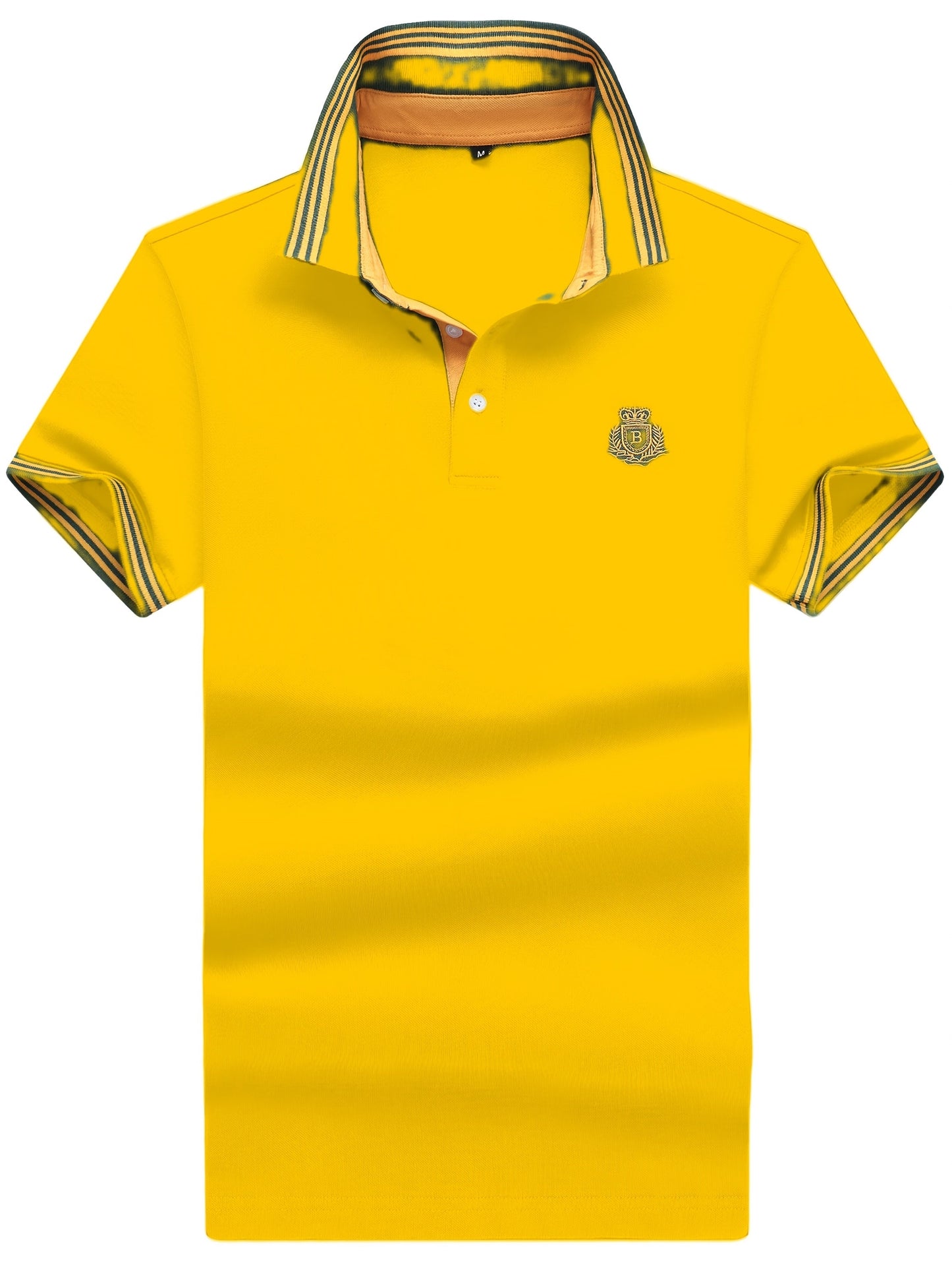 Herren Poloshirt mit gestreiftem Kragen und sportlichem Wappen – Klassischer Freizeitstil