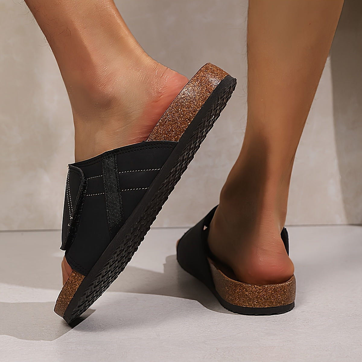 Herren Komfort-Pantoletten für Alltag & Freizeit – Bequeme Sandalen mit Klettverschluss