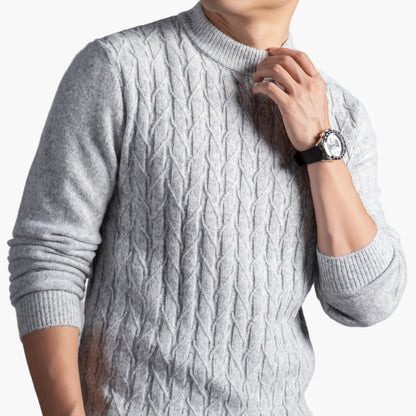 Herren Strickpullover mit Zopfmuster – Modischer Freizeitpullover für Herbst und Winter
