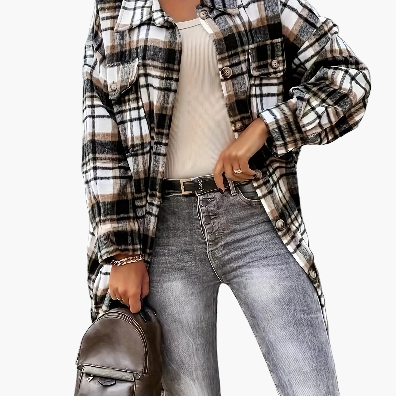 Damen Freizeit Karo Hemdjacke im Oversized Look – Perfekt für den Alltag