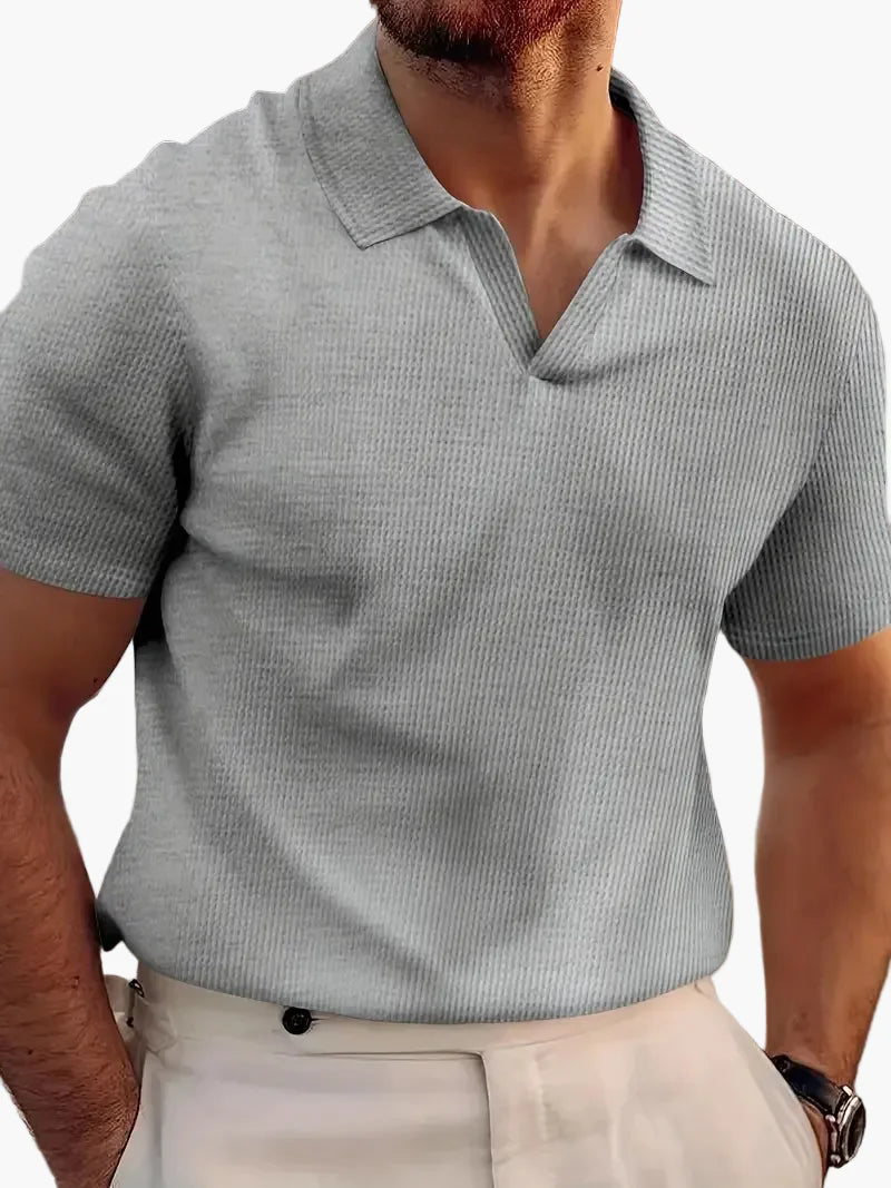 Herren Kurzarm Polohemd mit V-Ausschnitt – Stilvolles Freizeitshirt für Alltag und besondere Anlässe