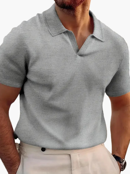 Herren Kurzarm Polohemd mit V-Ausschnitt – Stilvolles Freizeitshirt für Alltag und besondere Anlässe