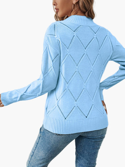 Damen Strickpullover mit Rauten-Muster und elegantem Stil – Perfekt für Alltag und Büro