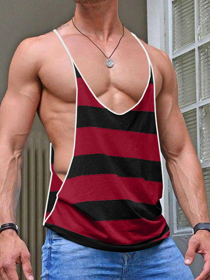 Herren Stringer Tanktop mit Streifen – Sportliches Fitness- und Freizeitshirt