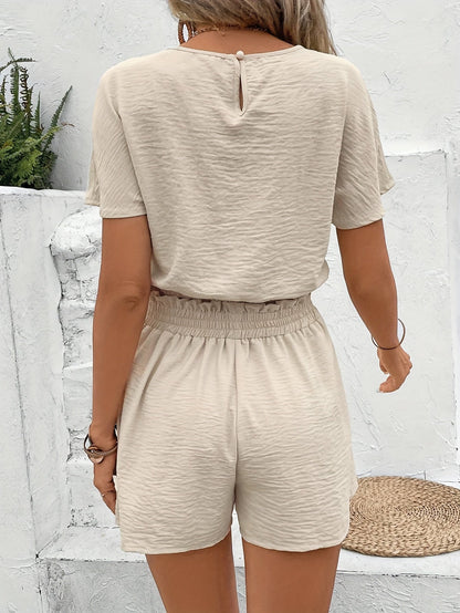 Damen Zweiteiliges Lounge-Set mit Kurzarmshirt und High-Waist Shorts – Lässiger Sommer Freizeit-Look
