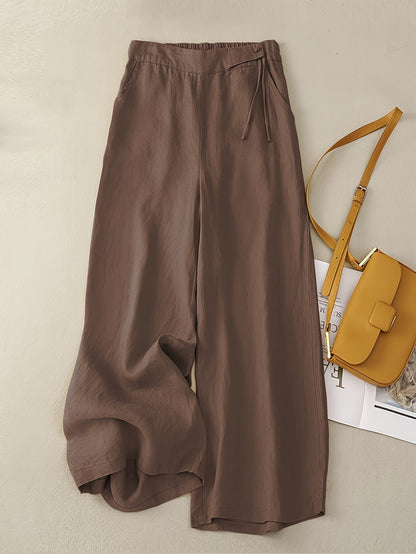 Damen Elegante Weite Freizeithose mit Bindegürtel – Lockerer Business & Alltagsstil