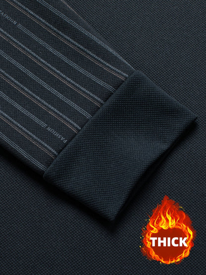 Herren Langarmshirt mit V-Ausschnitt Optik & gestreiften Ärmeln