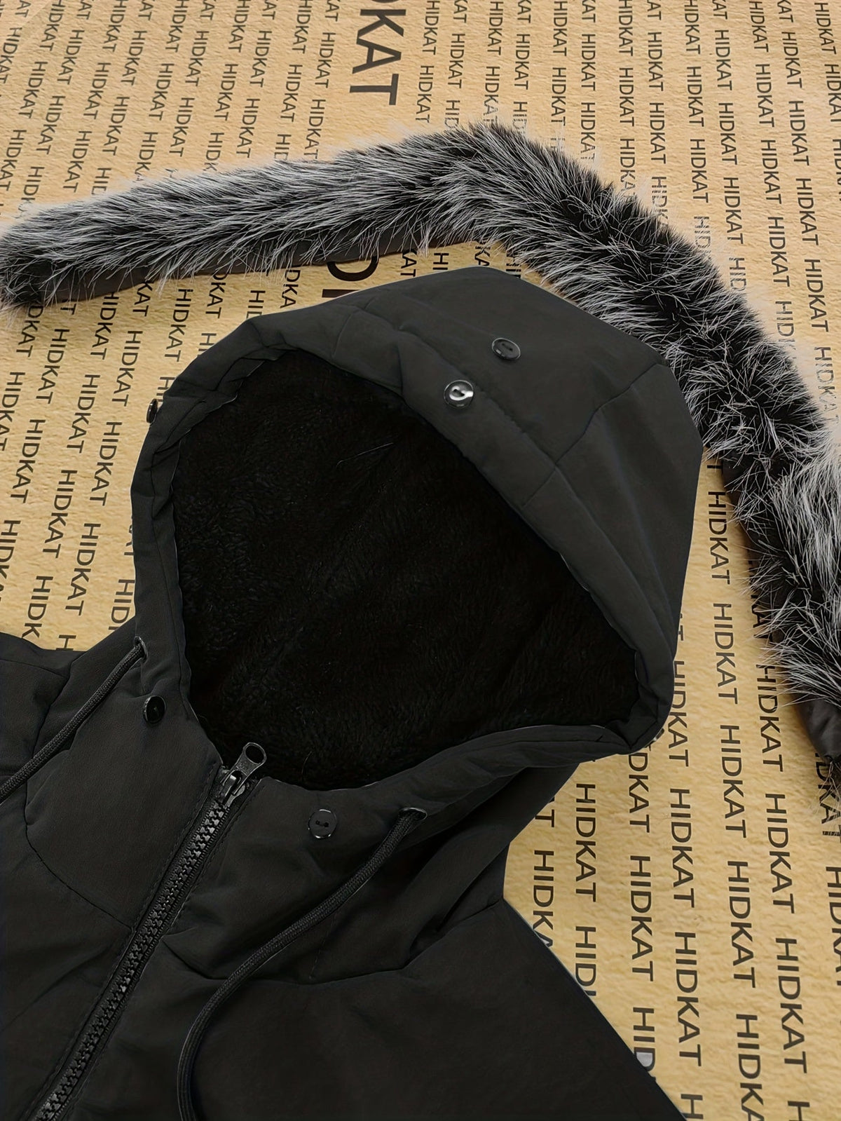 Herren Winterparka mit Kapuze und Kunstfellbesatz lang
