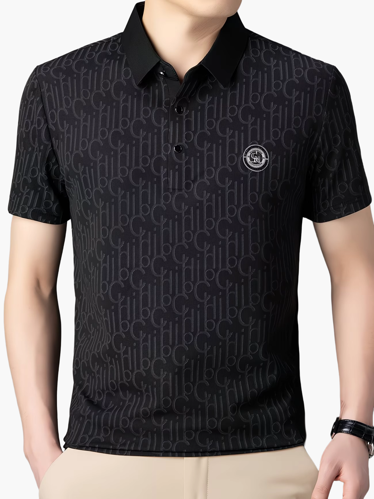 Herren Poloshirt mit modernem Muster und Knopfleiste – Stilvoll für Freizeit & Alltag