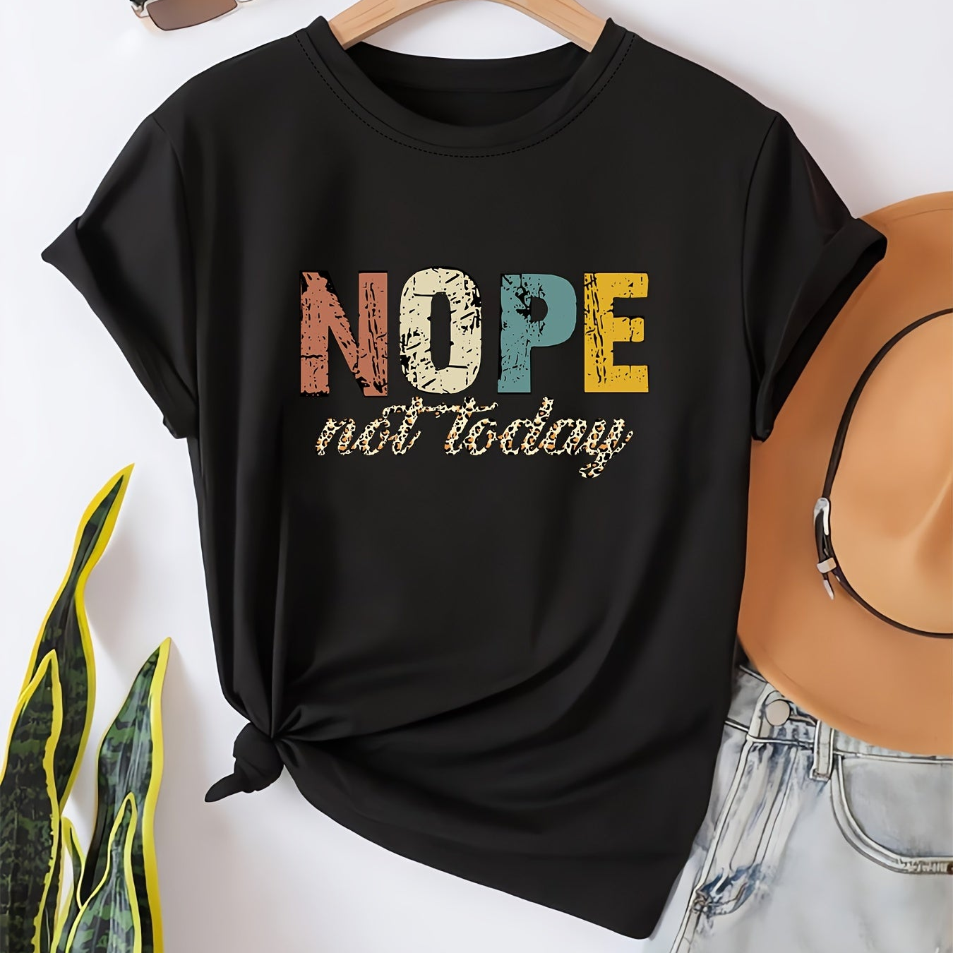 Damen Statement T-Shirt "NOPE Not Today" – Lockeres Freizeitshirt mit Spruch
