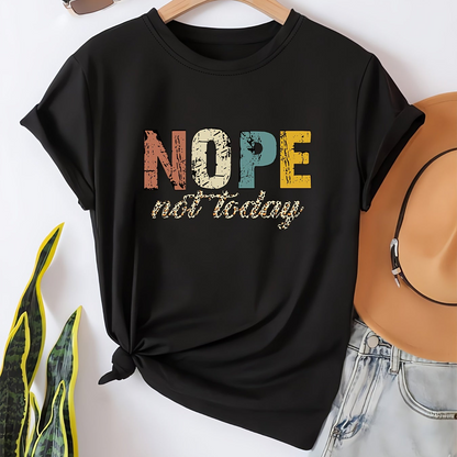 Damen Statement T-Shirt "NOPE Not Today" – Lockeres Freizeitshirt mit Spruch