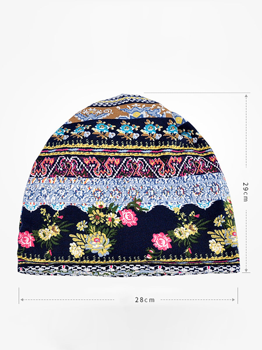 Damen Beanie Mütze mit Blumenmuster – Modische Slouchy Kappe für Frühling, Sommer & Herbst, vielseitig als Hut oder Schal