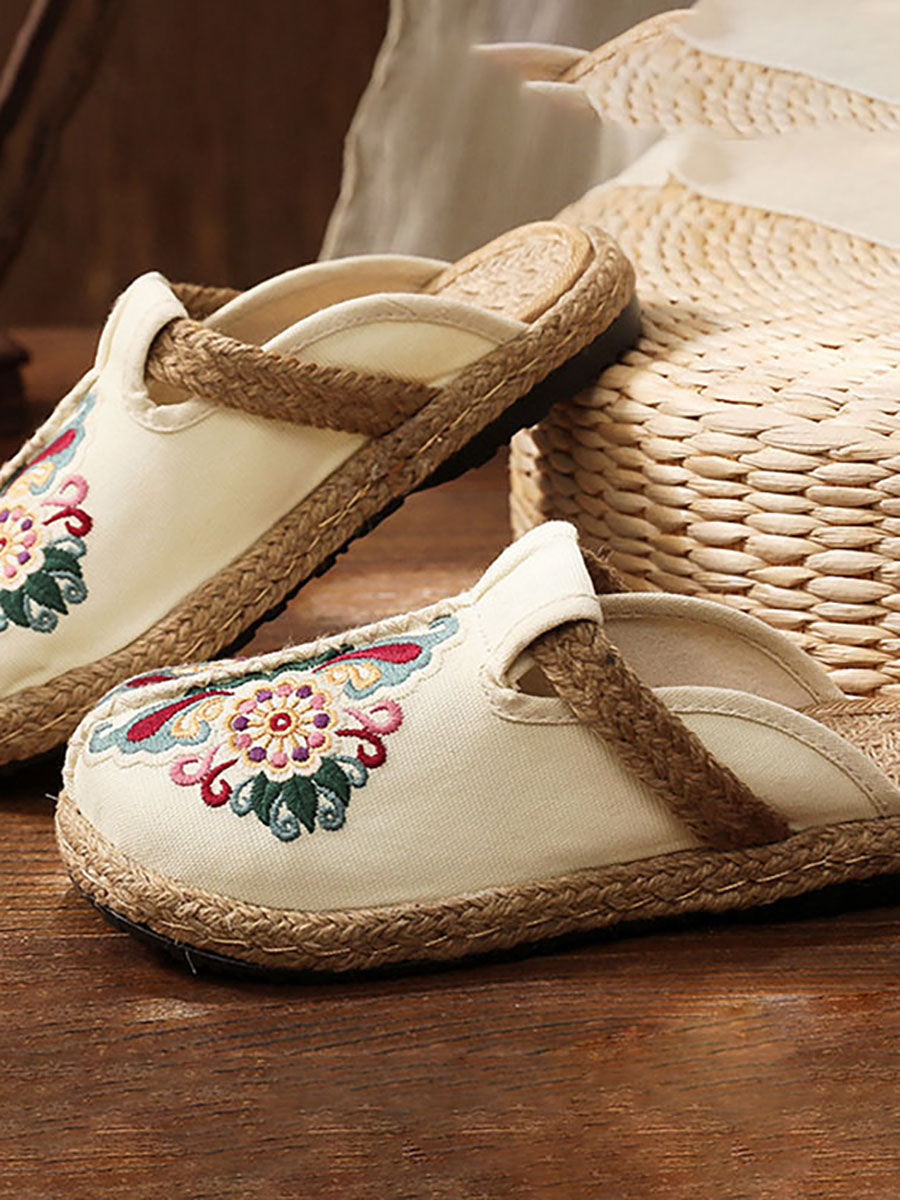 Damen bestickte traditionelle Hausschuhe mit Blumenmuster – Komfort und Stil für Zuhause