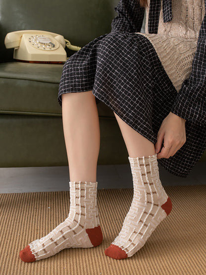 Damen Vintage Socken im Boho-Stil – 5er Set, florale Muster, ideal für Alltag und Freizeit