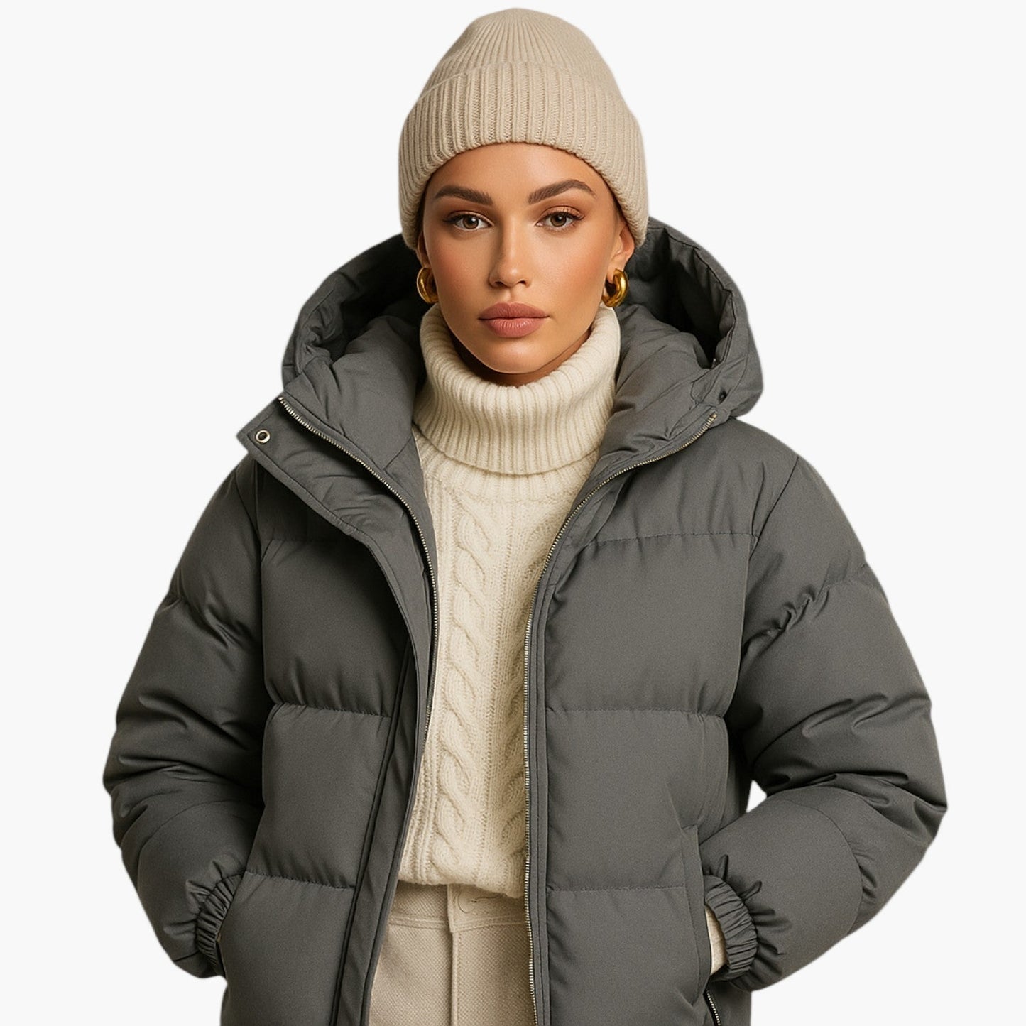 Unisex Winter-Steppjacke mit Kapuze – Warme Outdoorjacke für Alltag & Freizeit