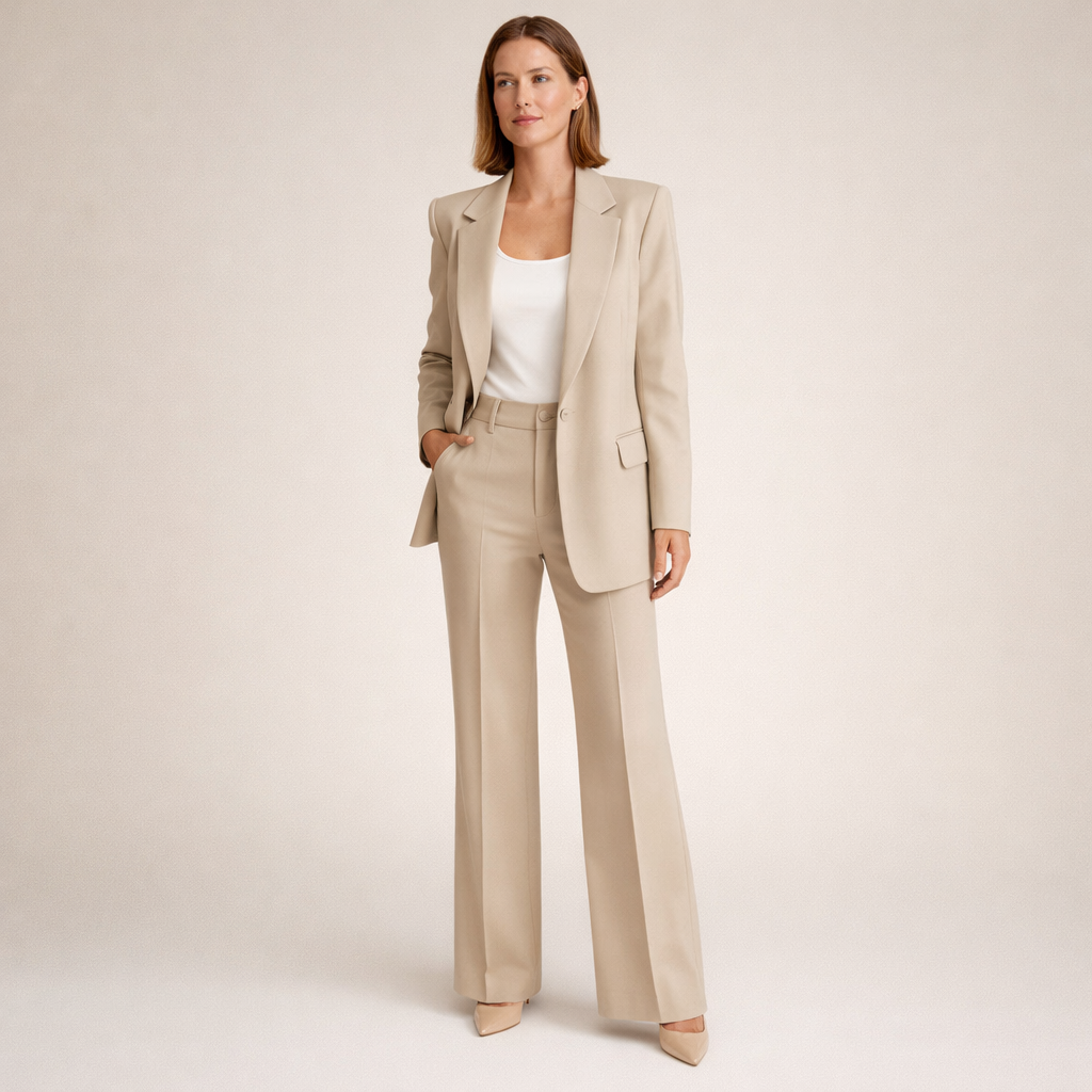 Damen Hosenanzug Blazer & weite Hose Set Business Elegant