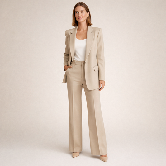 Damen Hosenanzug Blazer & weite Hose Set Business Elegant