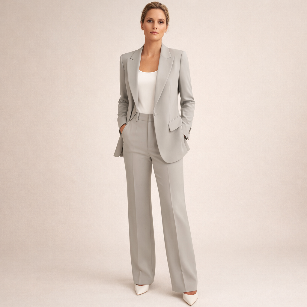 Damen Hosenanzug Blazer & weite Hose Set Business Elegant
