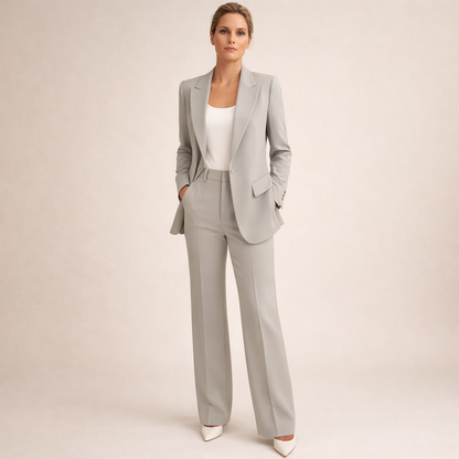 Damen Hosenanzug Blazer & weite Hose Set Business Elegant