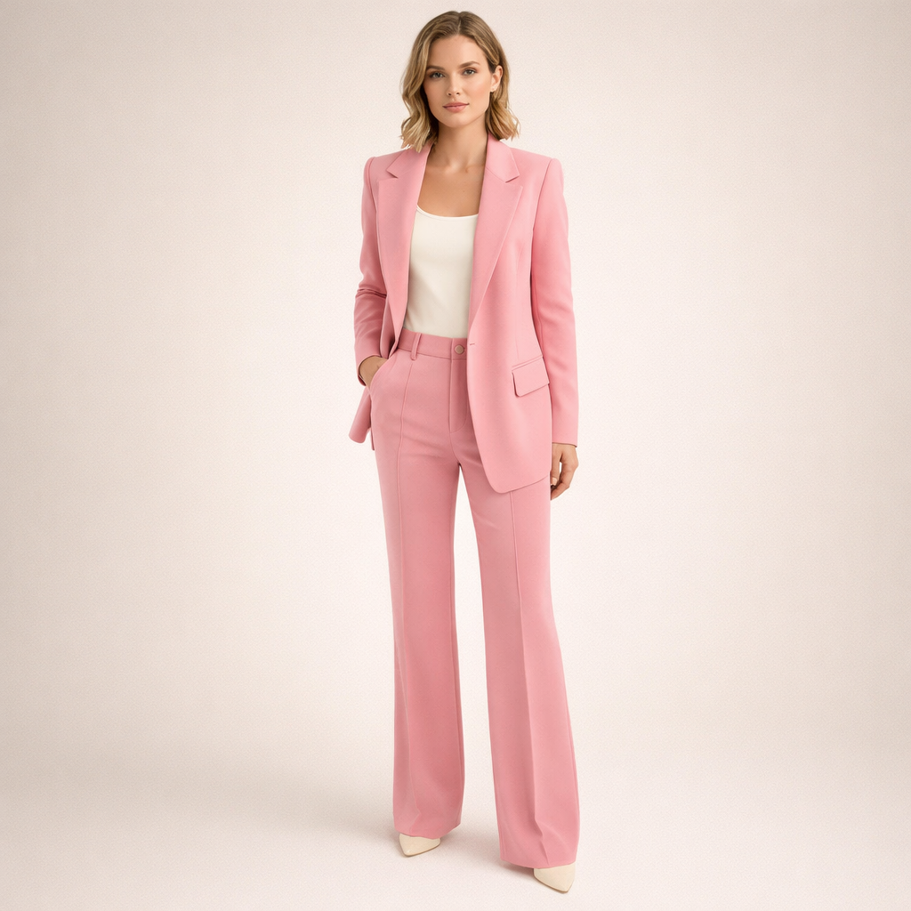 Damen Hosenanzug Blazer & weite Hose Set Business Elegant